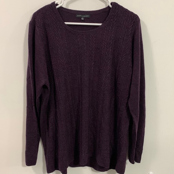 Napa Valley Sweaters - Napa Valley purple crew neck sweater beautiful stitch designs, Size 1X good cond